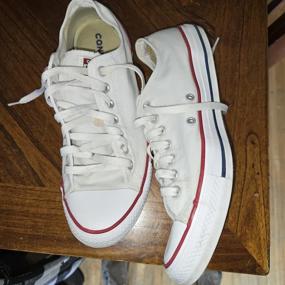 Converse White Canvas Sneakers with Rubber Toe Cap - Picture 2 of 8